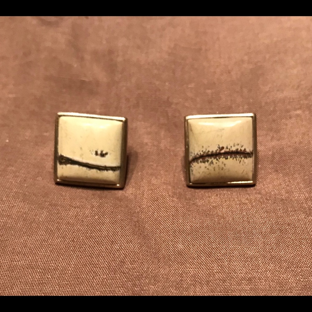 🖤 Square handmade Sterling Silver Jasper earring